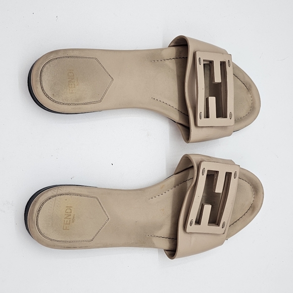 Fendi Baguette FF Leather Sandals Tan Size 39 (US 8.5) - Picture 8 of 15